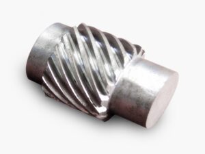 A display of several complex metal parts machined with high precision by the PH46-750 CNC Rotor Whirling Machine These parts feature a high surface finish and intricate details, highlighting the machine's advanced manufacturing capabilities